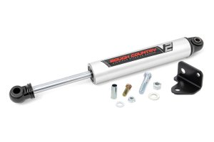 Jeep Wrangler Steering Stabilizer - Rough Country - V2 Steering Stabilizer | Relocation Bracket - '07-'10
